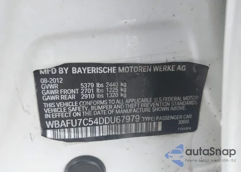 2013 BMW 535I xDrive z USA, uszkodzony, nr VIN WBAFU7C54DDU67979